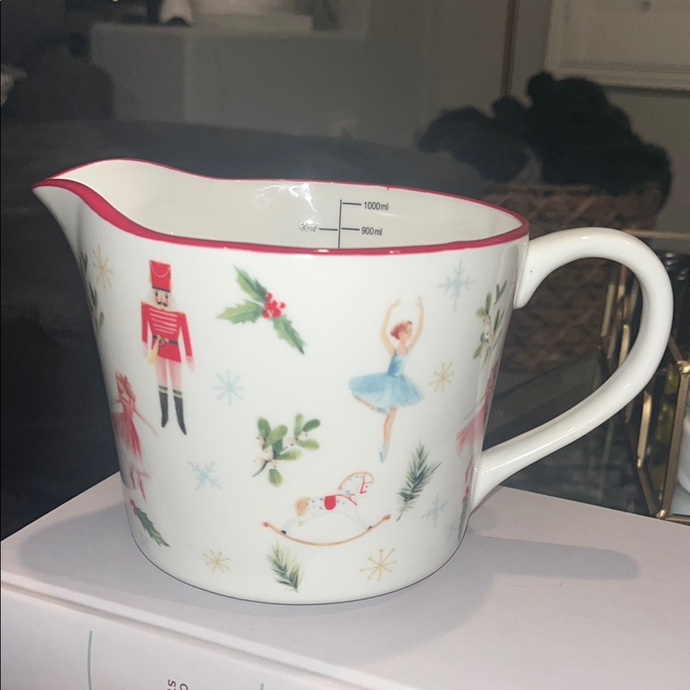 Festive Ceramic Pitcher with Nutcracker Design